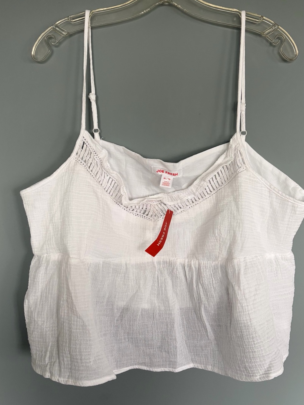 Joe Fresh White Cotton Gauze Crochet-Trim Cami